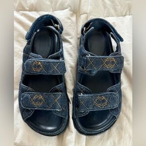 Chanel denim quilted sandals